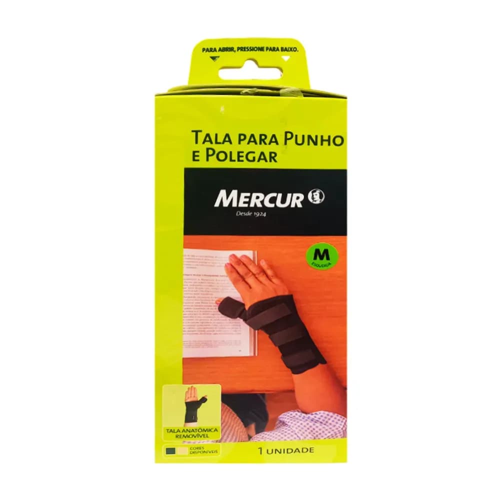 ÓRTESE PARA PUNHO COM TALA PARA POLEGAR COR PRETA MERCUR