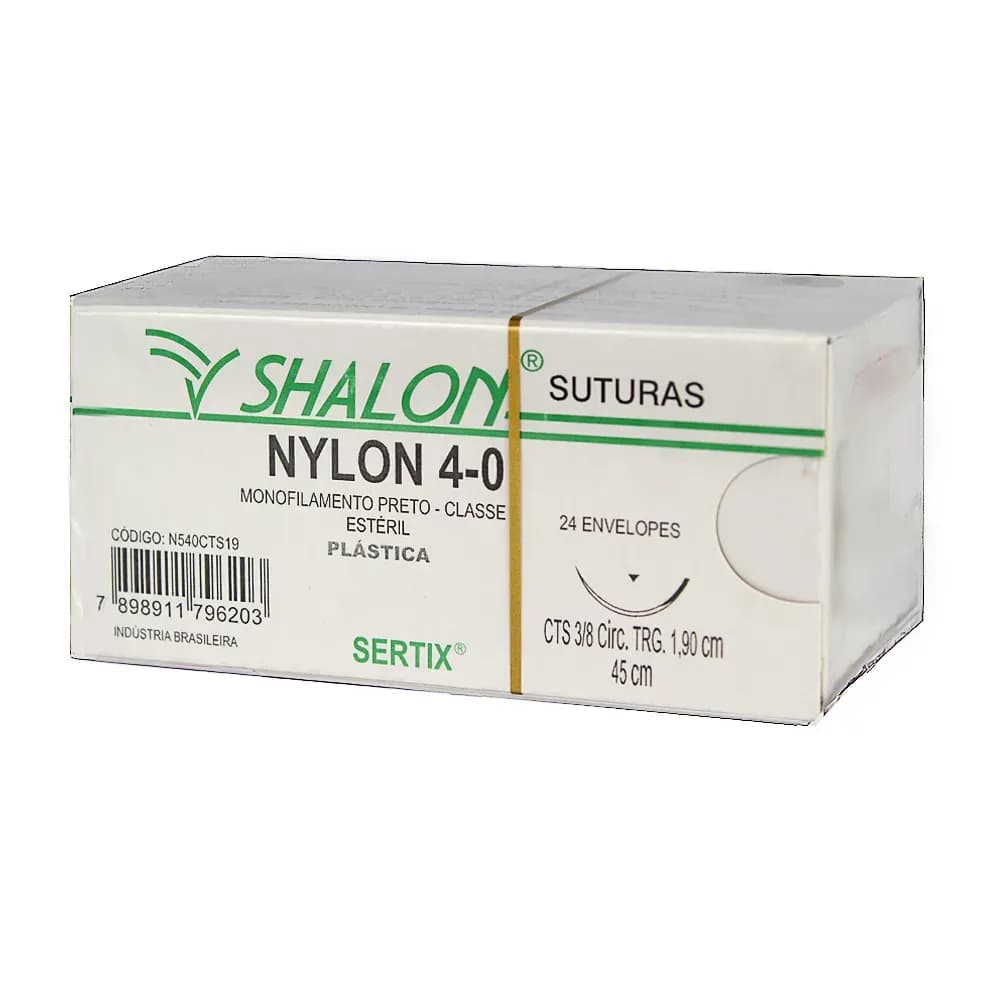 FIO SUTURA NYLON PRETO CIRURGIA PLÁSTICA C/24UN SHALON