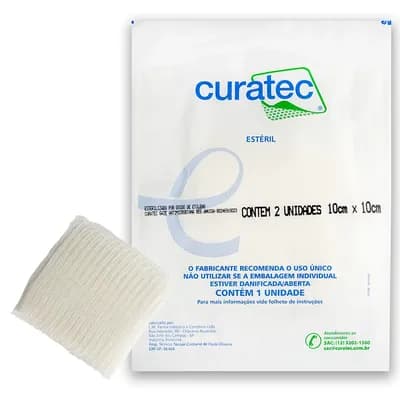 COMPRESSA DE GAZE ANTIMICROBIANA C/ PHMB 0,2% CURATEC