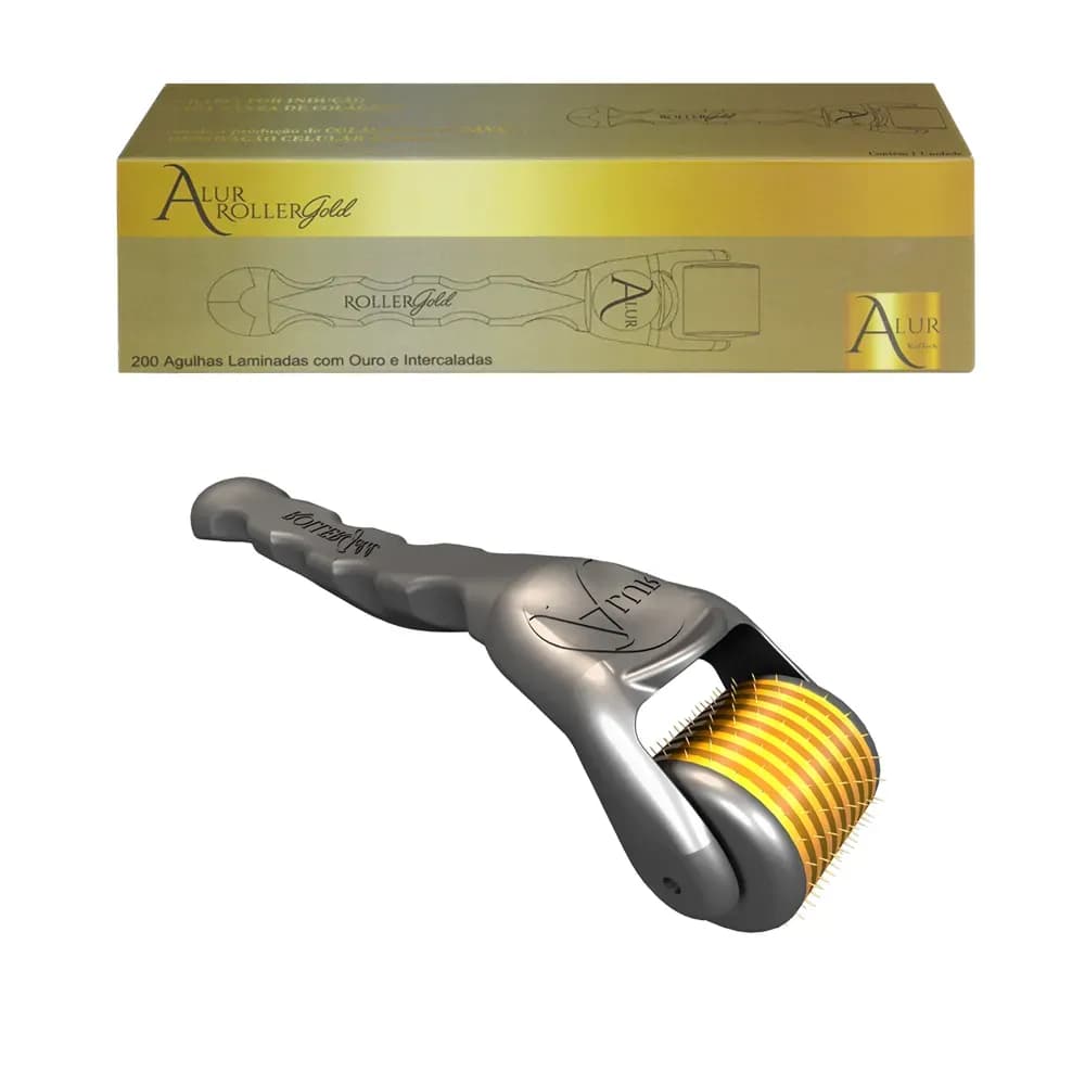 DERMA ROLLER GOLD 200 AGULHAS LAMINADAS C/ OURO ALUR