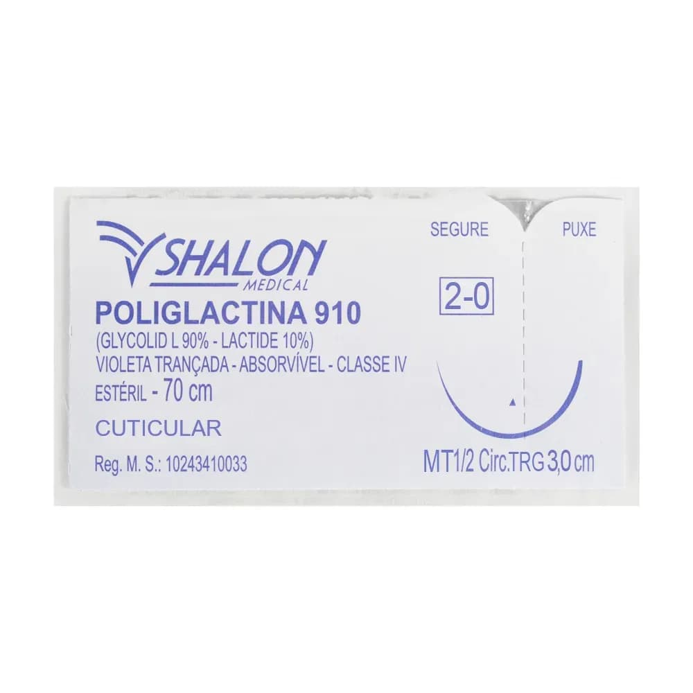 FIO SUTURA POLIGLACTINA 910 CUTICULAR ESTÉRIL SHALON