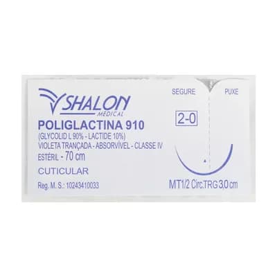 FIO SUTURA POLIGLACTINA 910 CUTICULAR ESTÉRIL SHALON