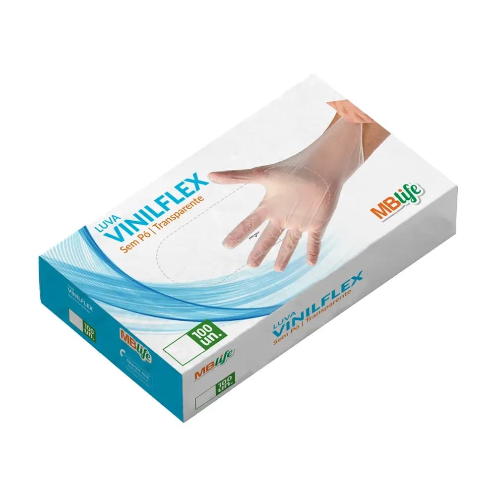 LUVA DESCARTÁVEL VINILFLEX USO GERAL C/100UN MBLIFE