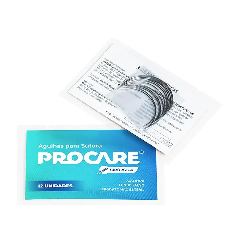 AGULHA PARA SUTURA CILÍNDRICA GR-1/2 C/12 PROCARE