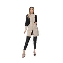 Jaleco Feminino Heloisa Bege com Preto Plus Size