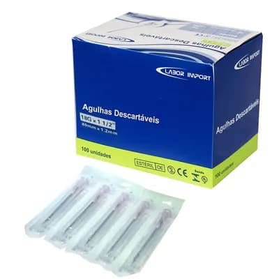 AGULHA DESCARTÁVEL HIPODÉRMICA 100UN LABOR IMPORT