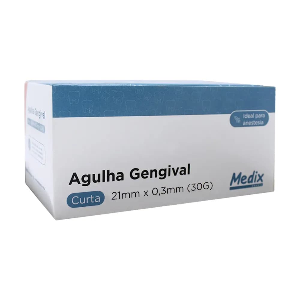 AGULHA GENGIVAL ESTÉRIL DESCARTÁVEL 100UN MEDIX