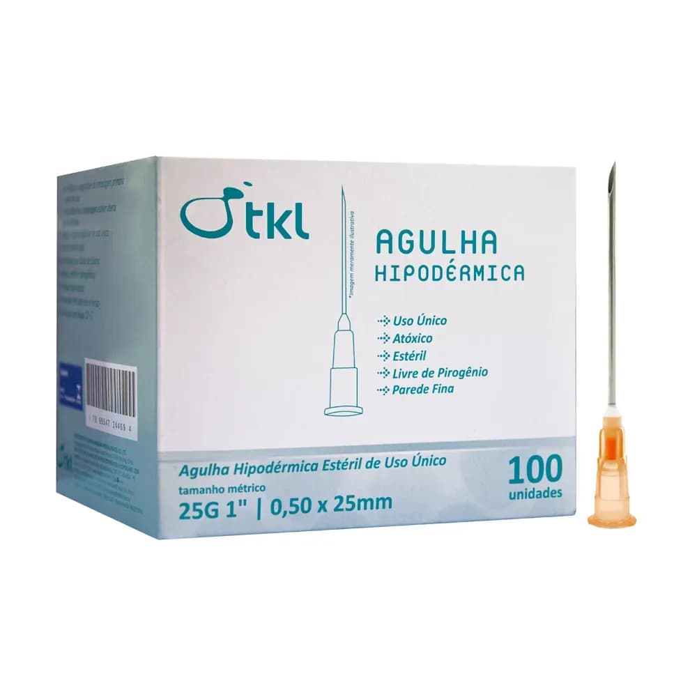AGULHA HIPODÉRMICA DESCARTÁVEL ESTÉRIL 100 UNIDADES TKL