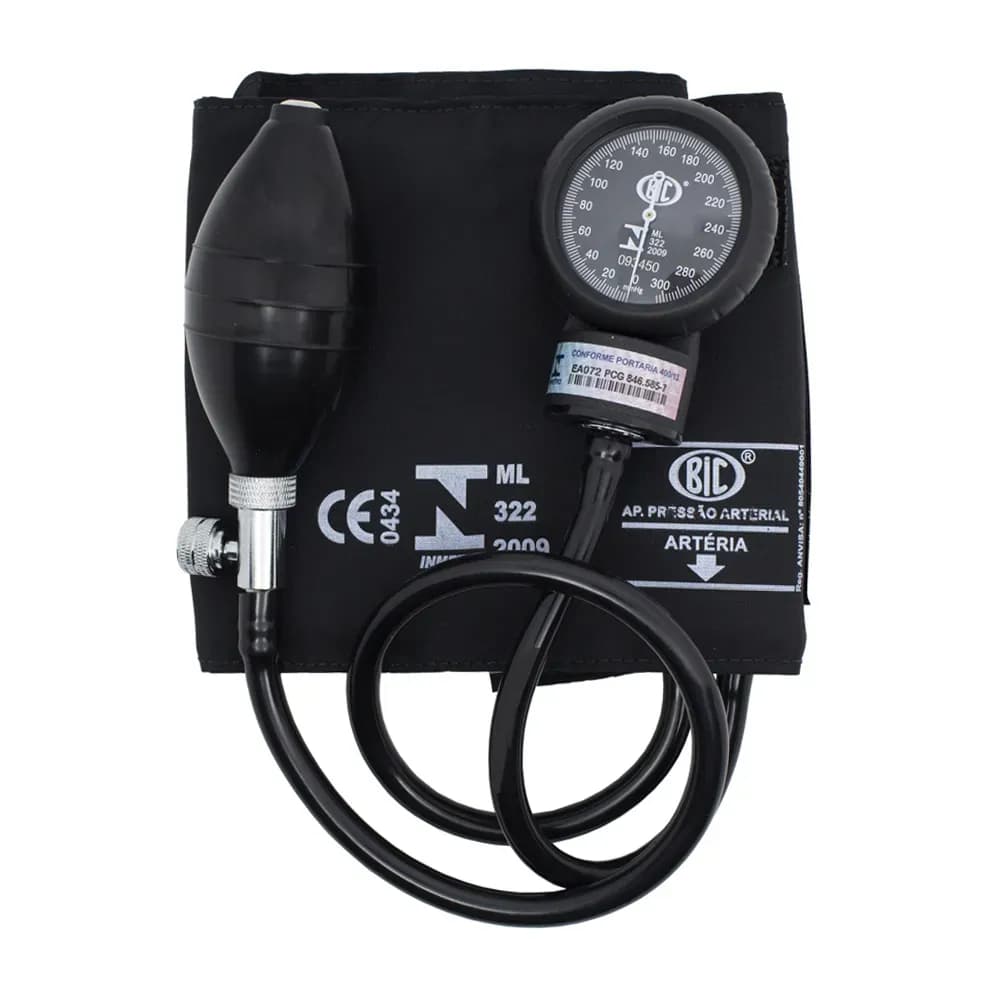 APARELHO DE PRESSÃO MANUAL ANERÓIDE PVC PRETO BEST IN CARE