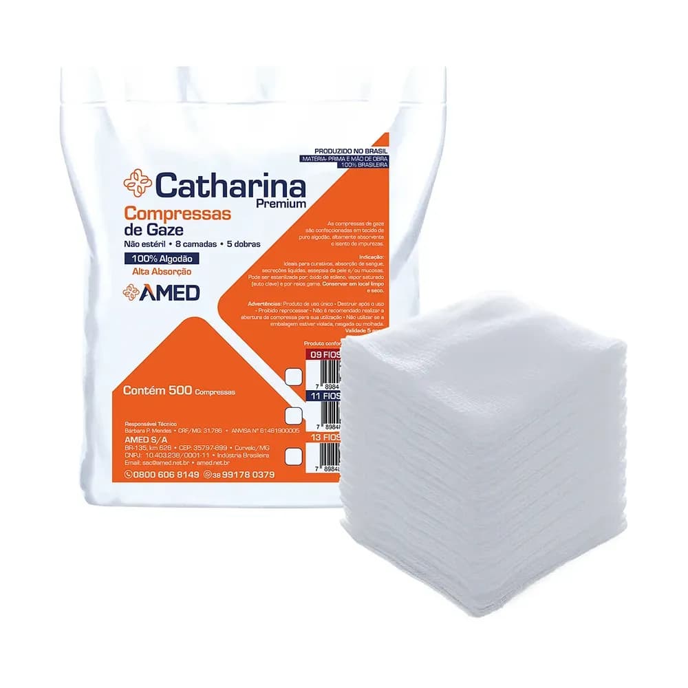 COMPRESSA DE GAZE 10X10CM CATHARINA PREMIUM 500UN AMED