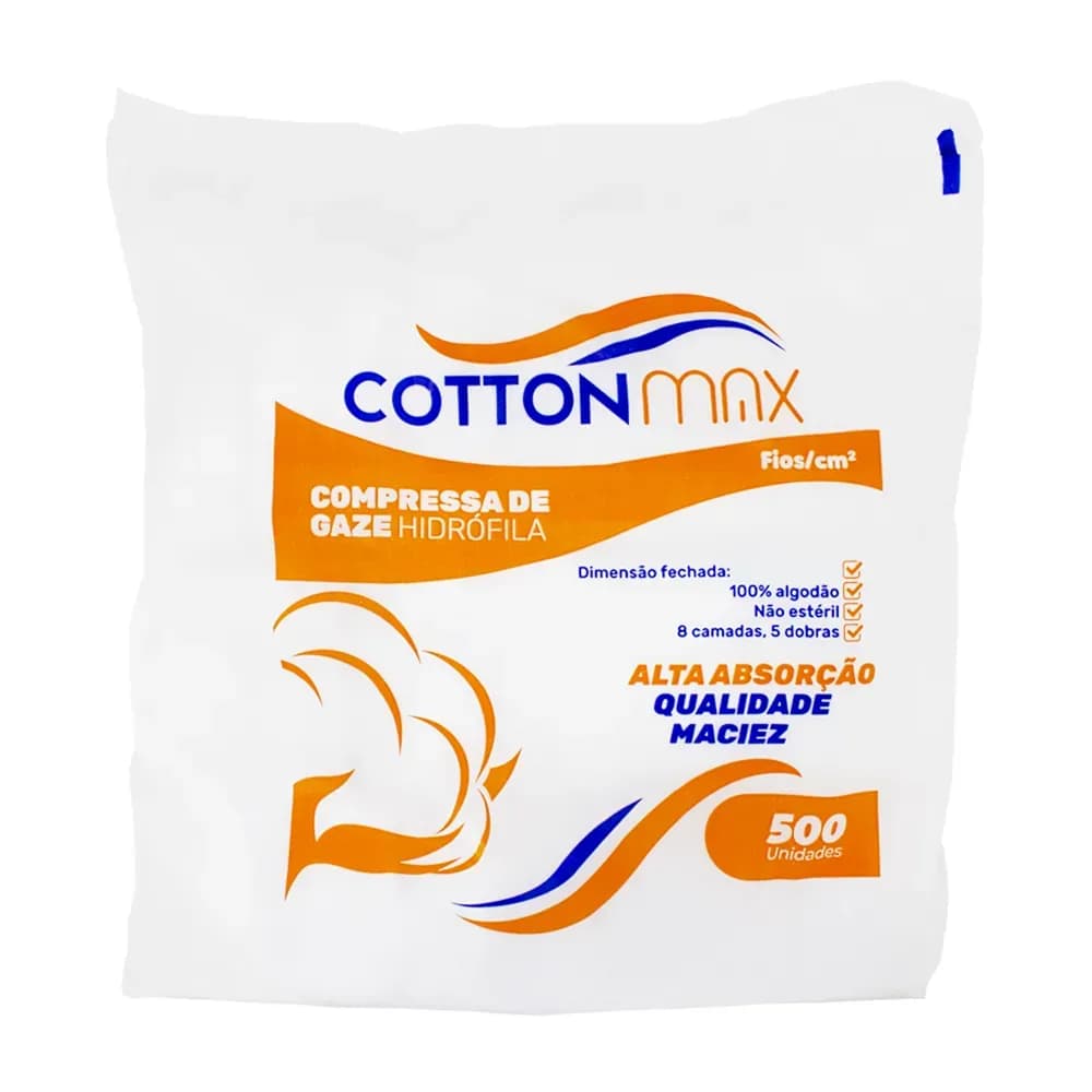 COMPRESSA DE GAZE HIDRÓFILA 10X10CM N/EST 500UN COTTONMAX ERIMAX