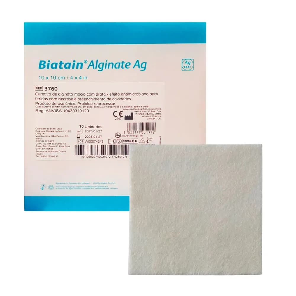 CURATIVO PARA FERIDAS BIATAIN ALGINATO AG COM PRATA COLOPLAST