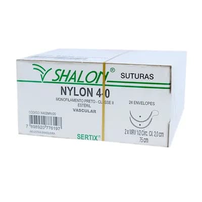 FIO SUTURA NYLON PRETO CIRURGIA VASCULAR 24UN SHALON