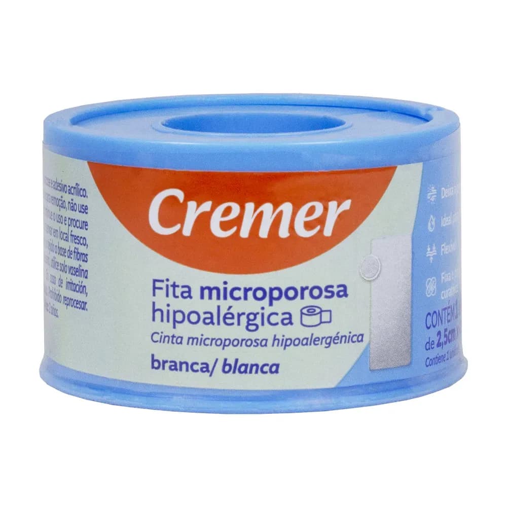 FITA MICROPORE BRANCA HIPOALÉRGICA PELES SENSÍVEIS CREMER