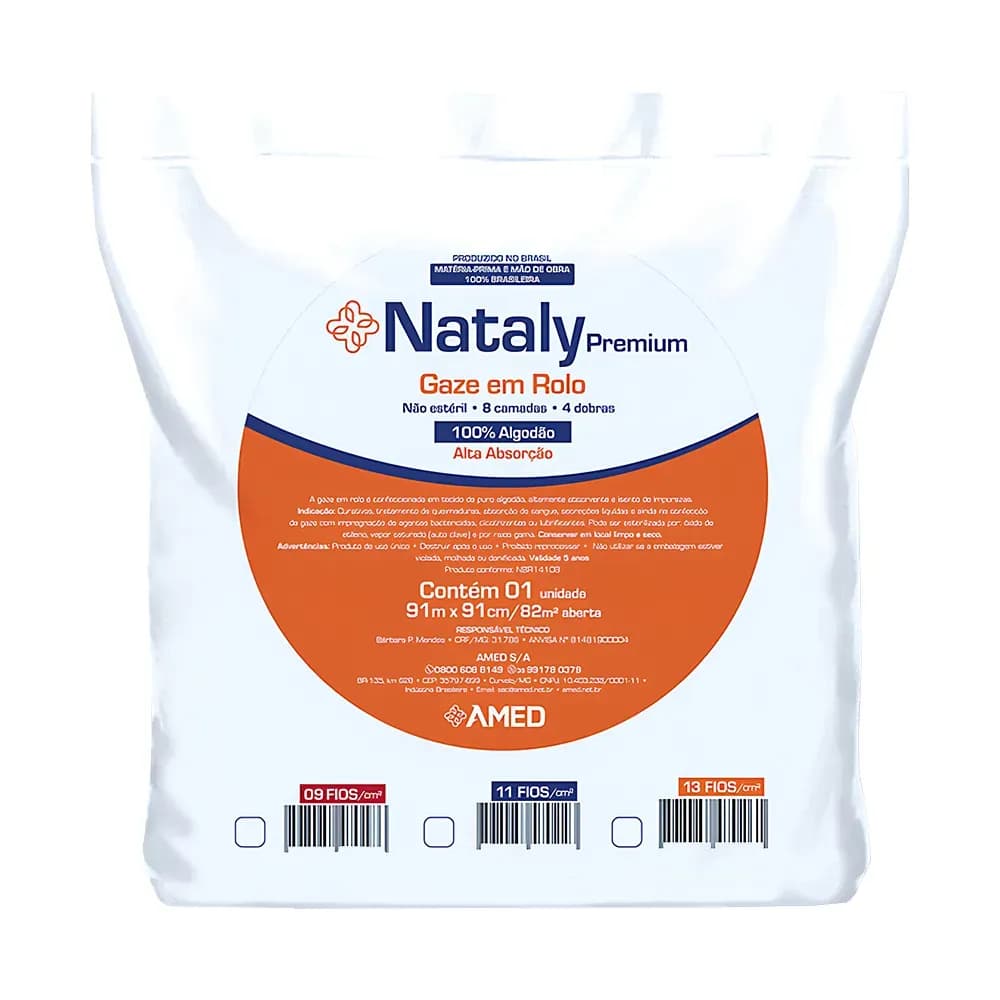 GAZE EM ROLO TIPO QUEIJO 91CMX9,1CM NATALY PREMIUM AMED