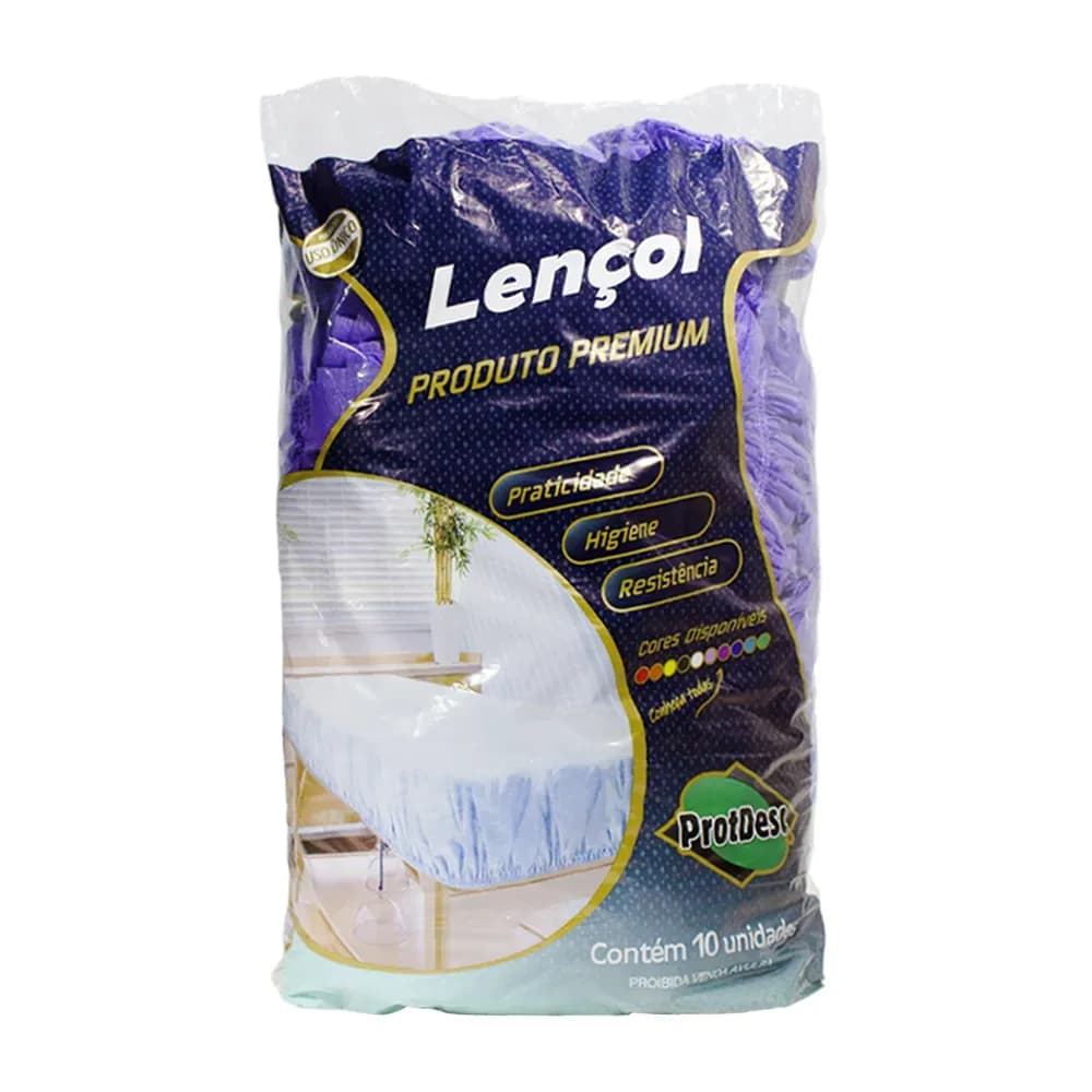 LENÇOL EM TNT COM ELÁSTICO LILÁS 210X90CM 10UN PROTDESC