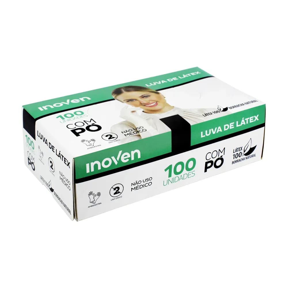 LUVA DE LÁTEX PROCEDIMENTO COM PÓ CAIXA COM 100UN INOVEN