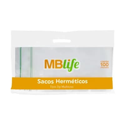 SACO PLÁSTICO COM FECHO TIPO ZIP MULTIUSO 100UN MBLIFE