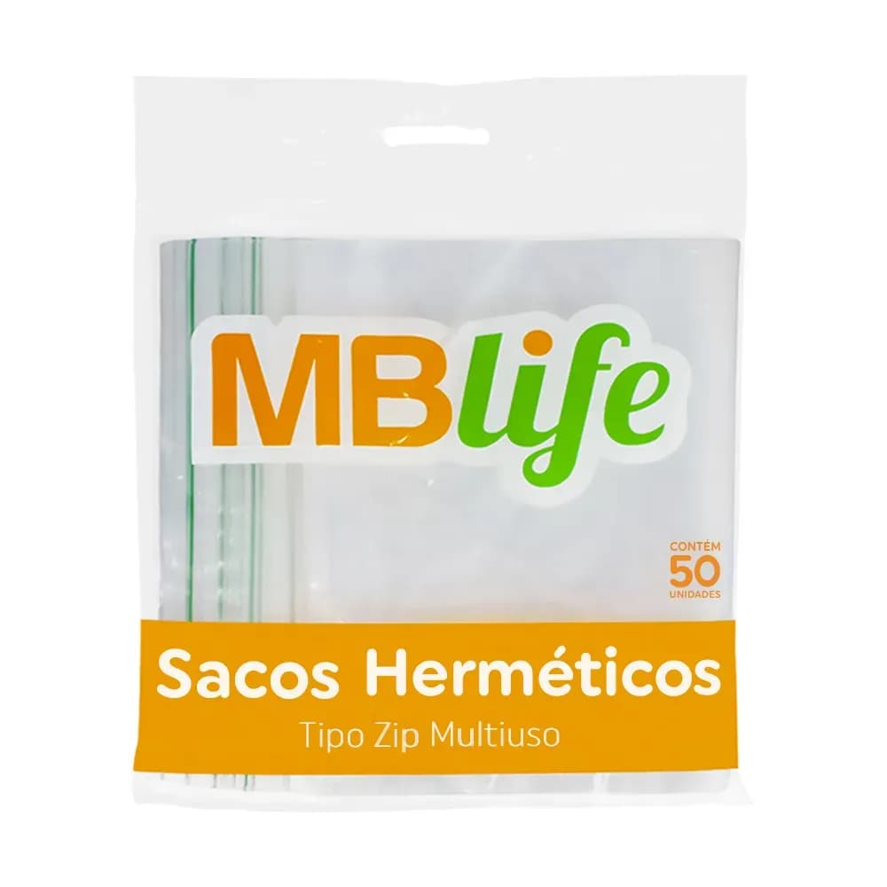SACO PLÁSTICO COM FECHO TIPO ZIP MULTIUSO 50UN MBLIFE
