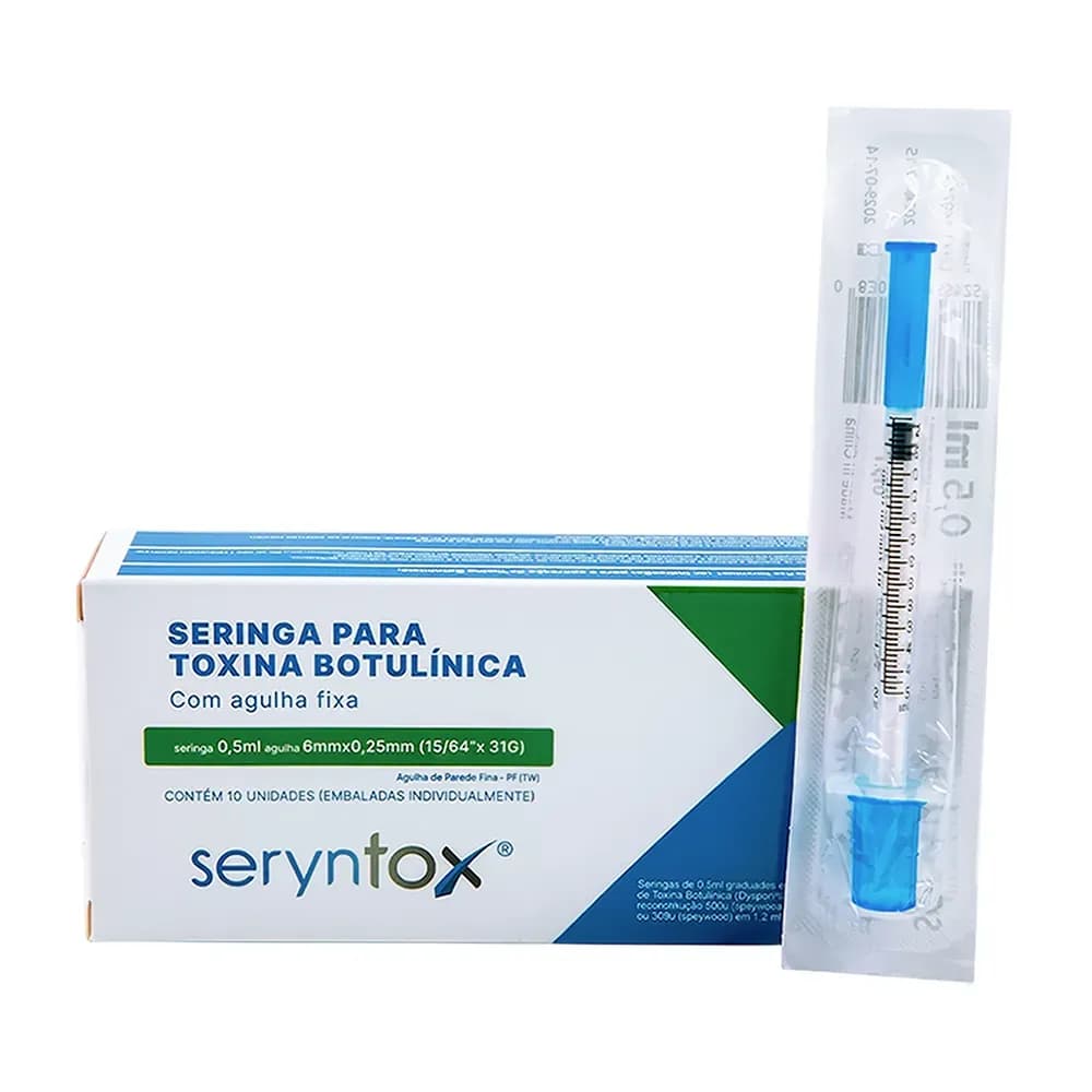 SERINGA APLICAÇÃO TOXINA BOTULÍNICA AG FIXA 6X0,25MM 31G 10UN SERYNTOXAG