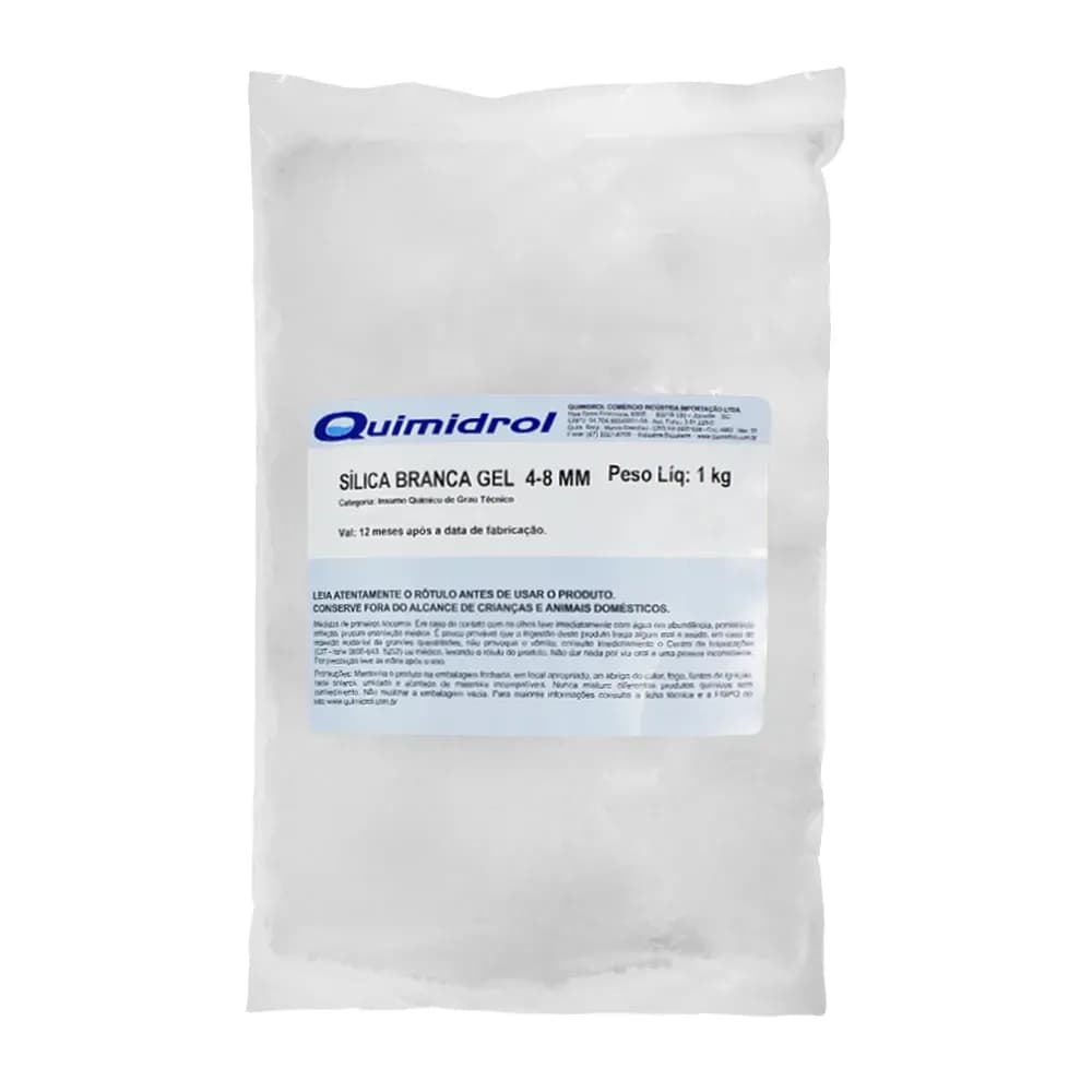 SÍLICA DESUMIDIFICADOR EM GEL PACOTE DE 1KG 4/8MM QUIMIDROL