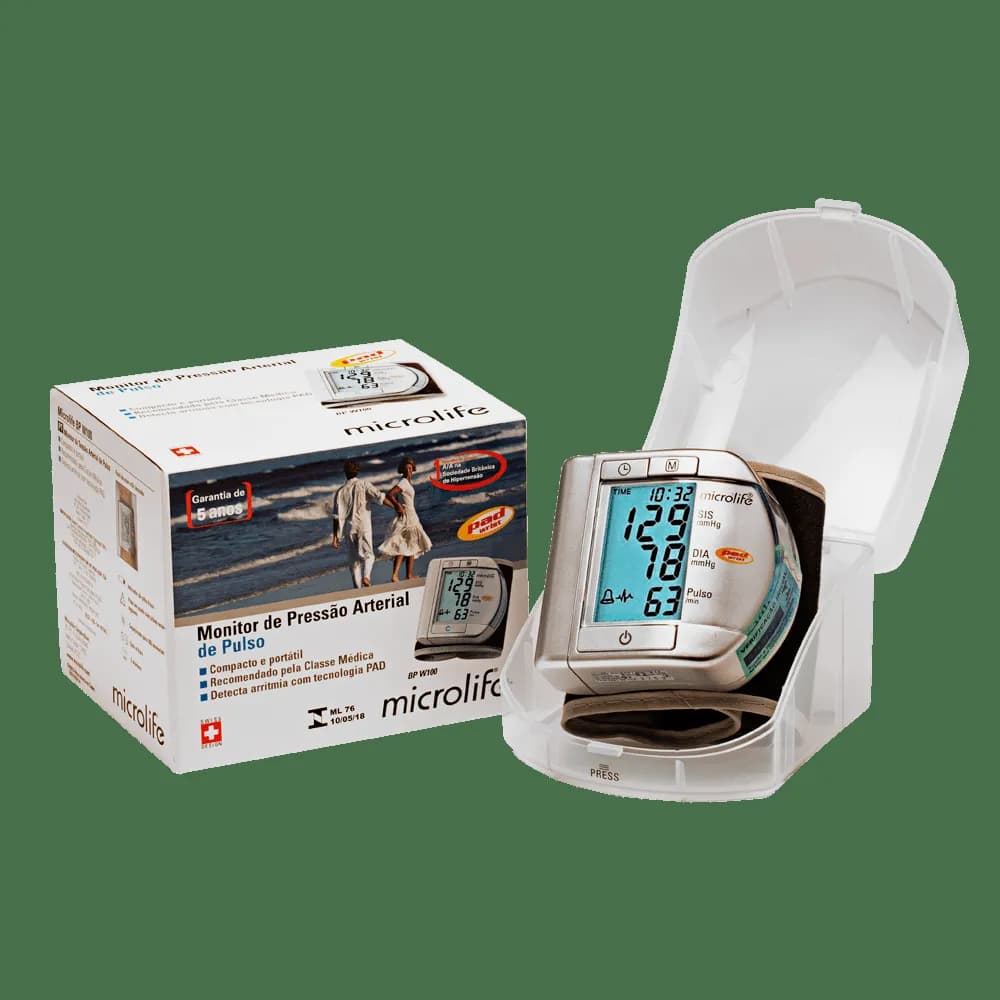 Microlife® Monitor Automático de Pressão Arterial de Pulso Prata BPW100