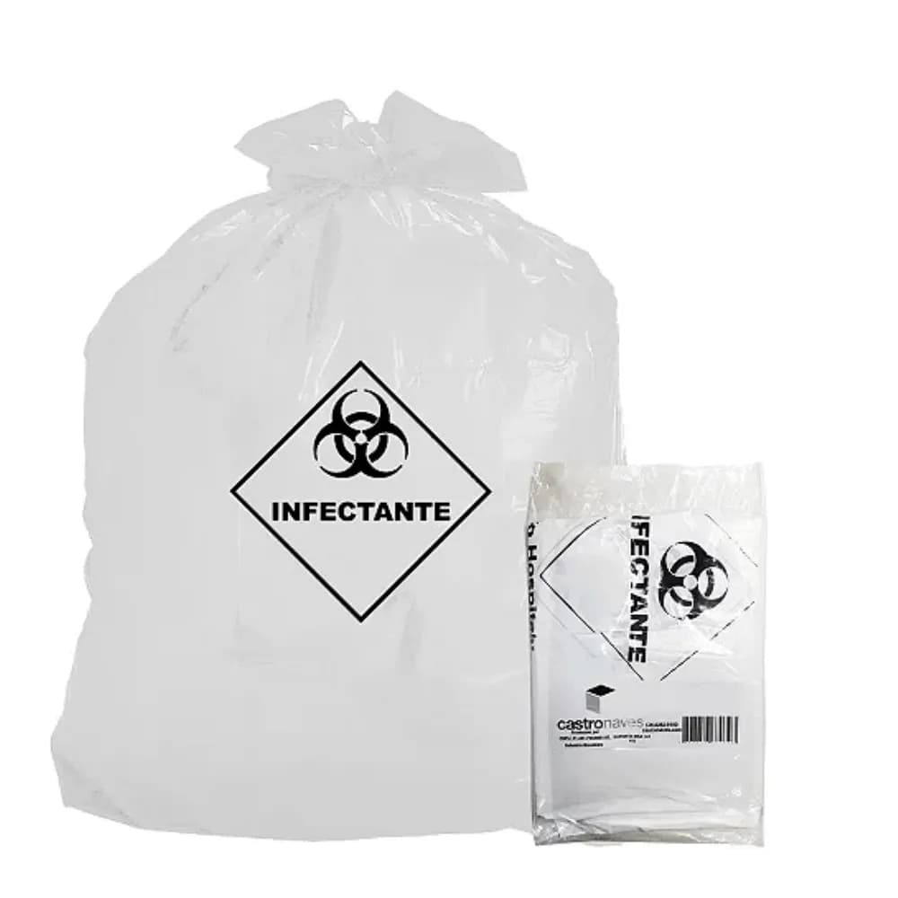Saco de Lixo Hospitalar Branco Infectante 100L 75CM X 105CM Pacote com 100UN