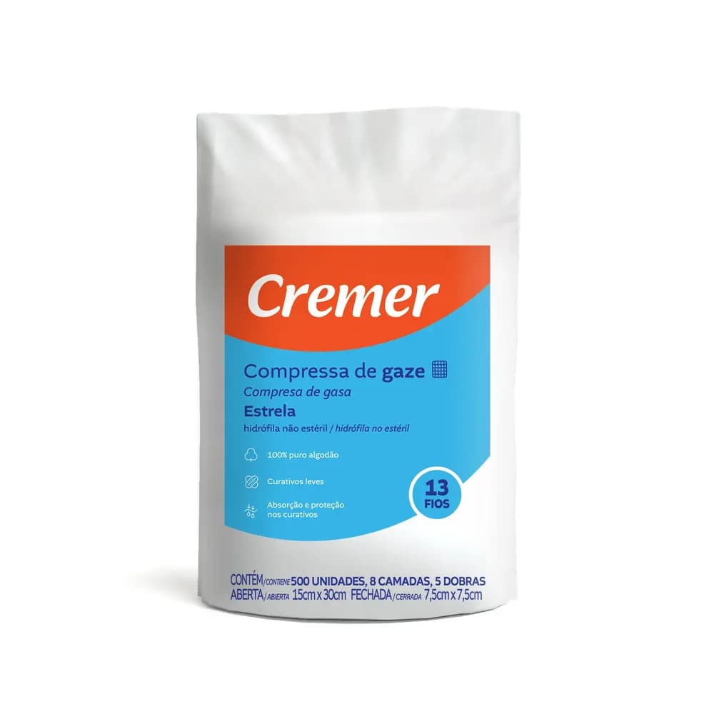 Compressa de Gaze 13F 7,5 X 7,5CM 1PCT X 500PC Estrela 158403
