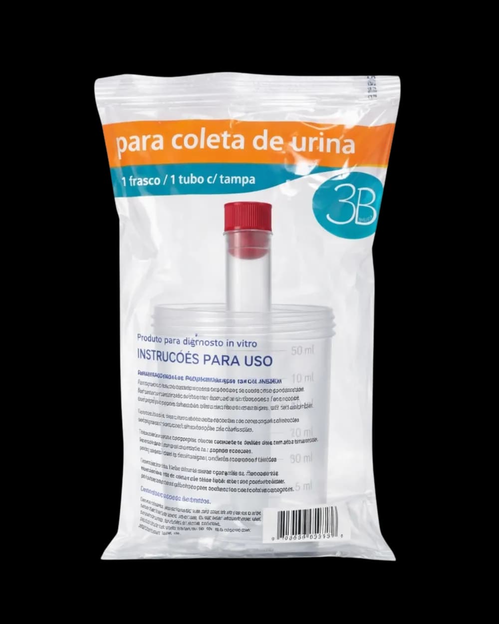 Kit para Coleta de Urina com 1 Frasco + 1 Tubo Tampa Vermelha - 456