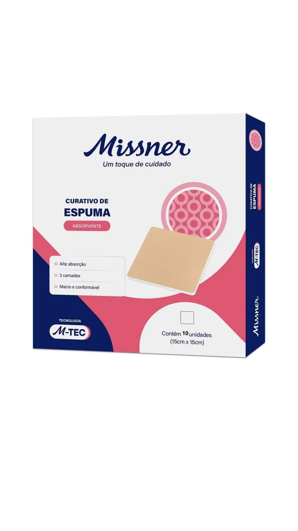 Curativo espuma absorvente s/borda 10cmX10cm C/10UN 1422