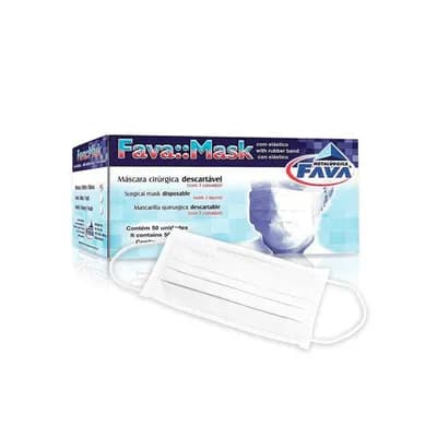 Máscara Cirurgica Branca C/ Elástico - Caixa C/ 50 Unidades FAVA