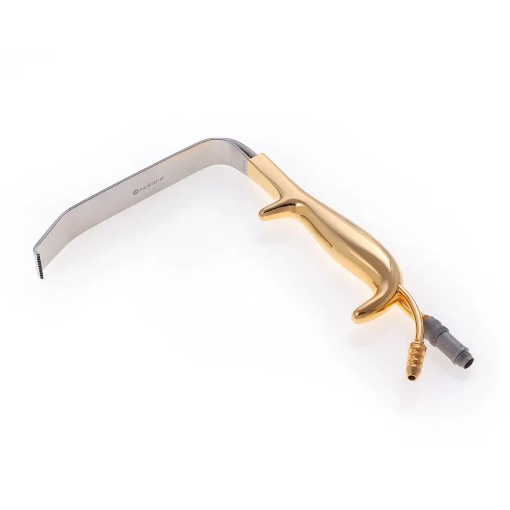 Afastador Tebbets com Entrada p/ Fibra Ótica/Aspirador Serrilhado - 12 cm x 30mm