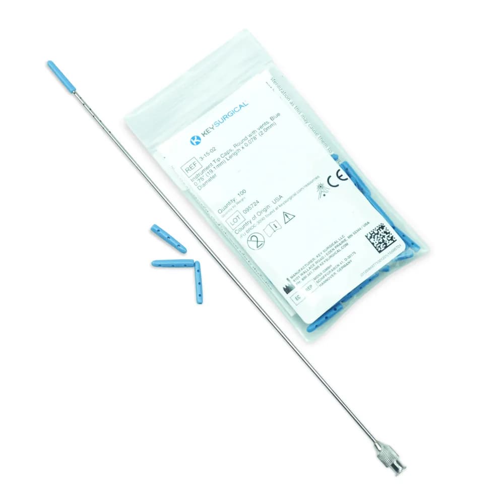 Protetor p/Instrumental Redondo c/ Orifícios Em Plástico - Azul - 2,0 x 19,1 mm c/ 100