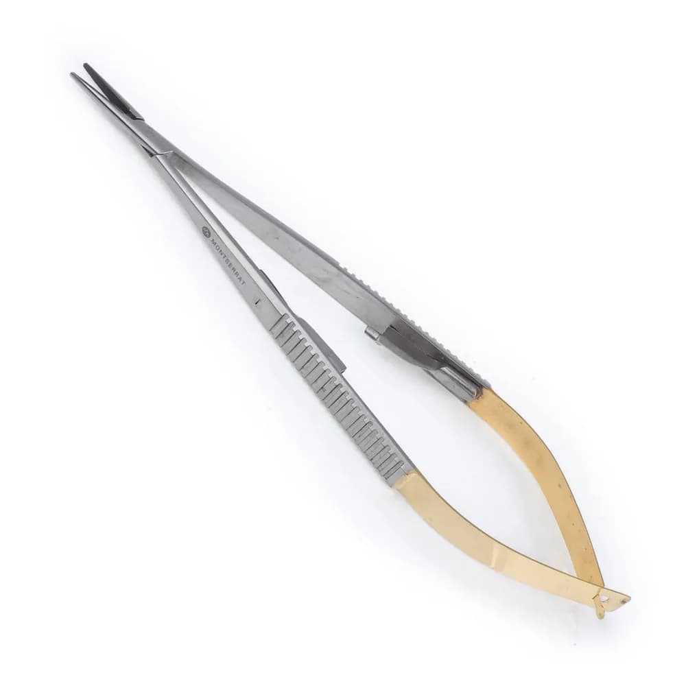 Porta Agulha Castroviejo c/ Trava Reto 14 cm c/ Vídea