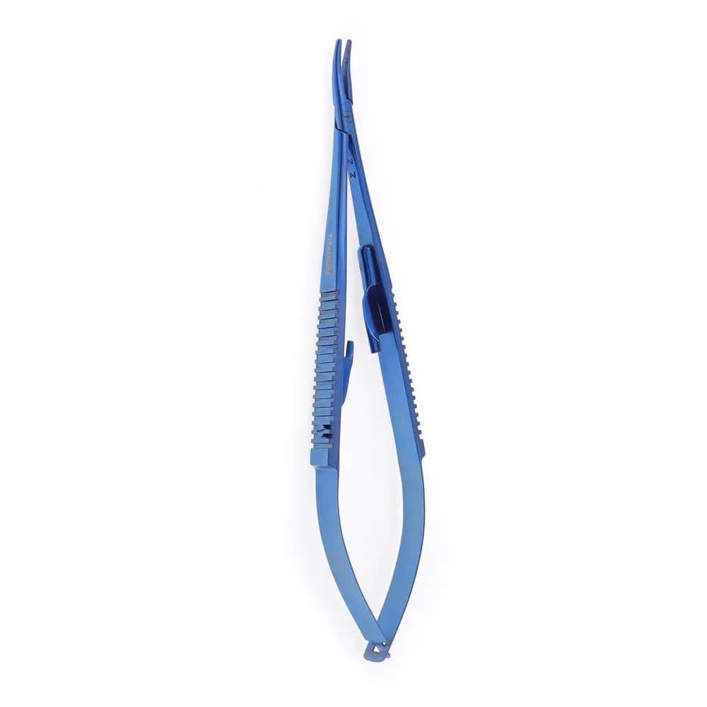 Porta Agulha Castroviejo c/ Trava Curvo 14 cm Titânio