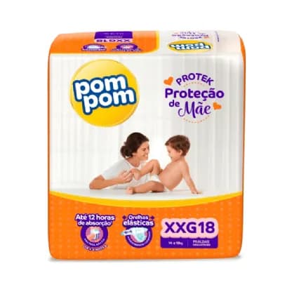 Fralda Pompom Derma Protek Jumbo XXG Pacote com 18UN 20371-1