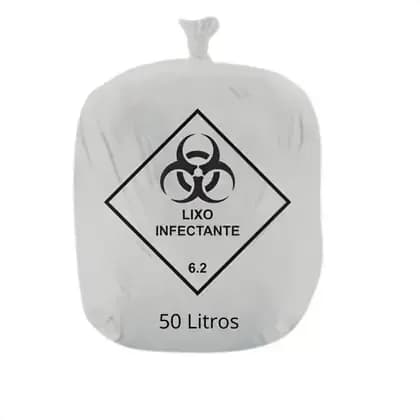 Saco de Lixo Hospitalar Branco 50L 63CMX80CM C/100UN