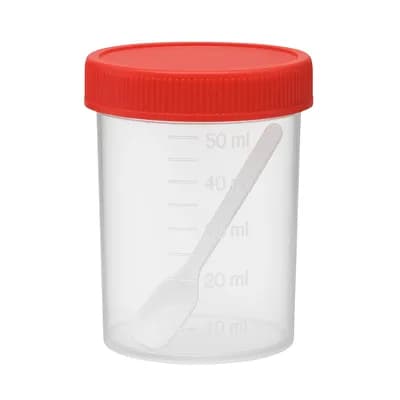 Coletor Universal Estéril 50ML Cristal Tampa Vermelha com Pá 100UN - 07