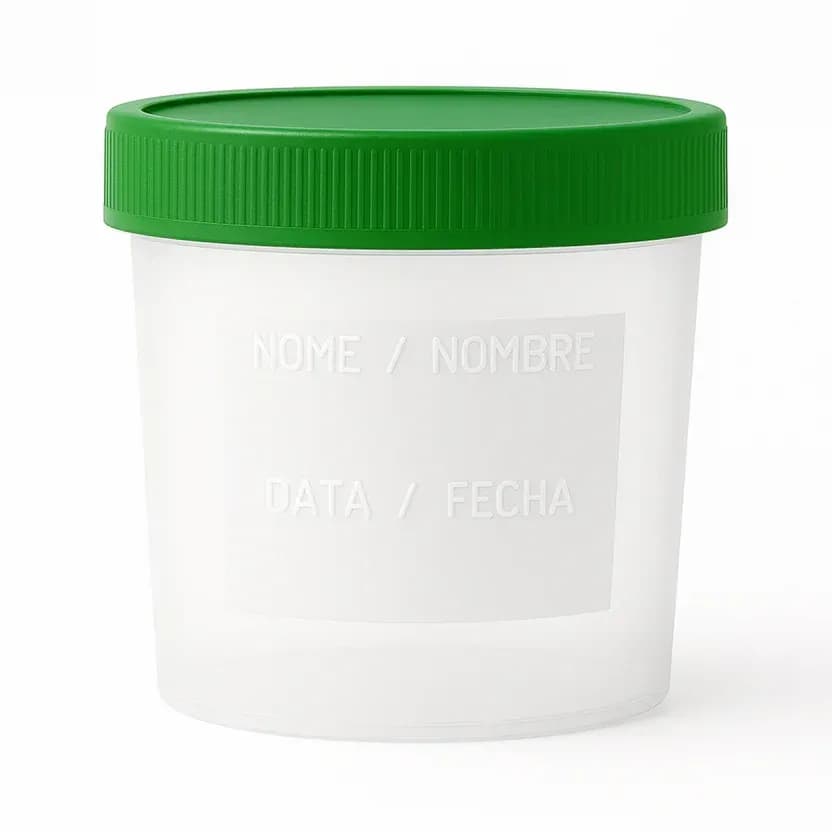 Coletor Universal 80ML Branco Tampa Verde com Pá Pacote com 100UN - 08