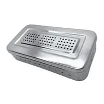 Estojo para Esterilização Inox Perfurado Autoclavável 28x14x6cm