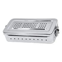Estojo para Esterilização Inox Perfurado com Trava Autoclavável 26x12x6cm
