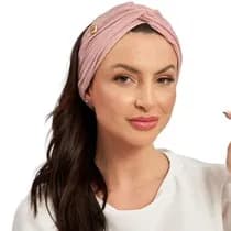 Touca Turbante Lurex Rosa Nude
