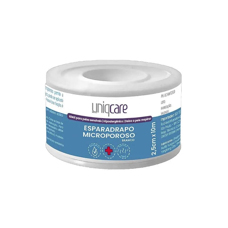 Esparadrapo Microporoso Branco de 2,5cm x 10m da Uniqcare - Unidade
