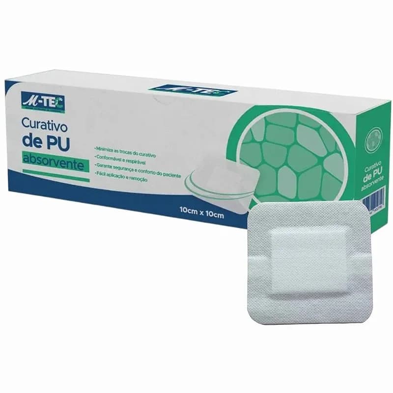 Curativo de Poliuretano Absorvente M-tec 10cm x 10cm Missner - 1 Unidade