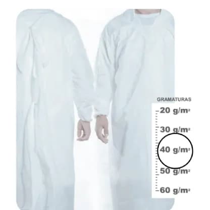 Avental de Procedimento Branco Manga Longa 1,00 X 1,40 40G Pacote com 05UN