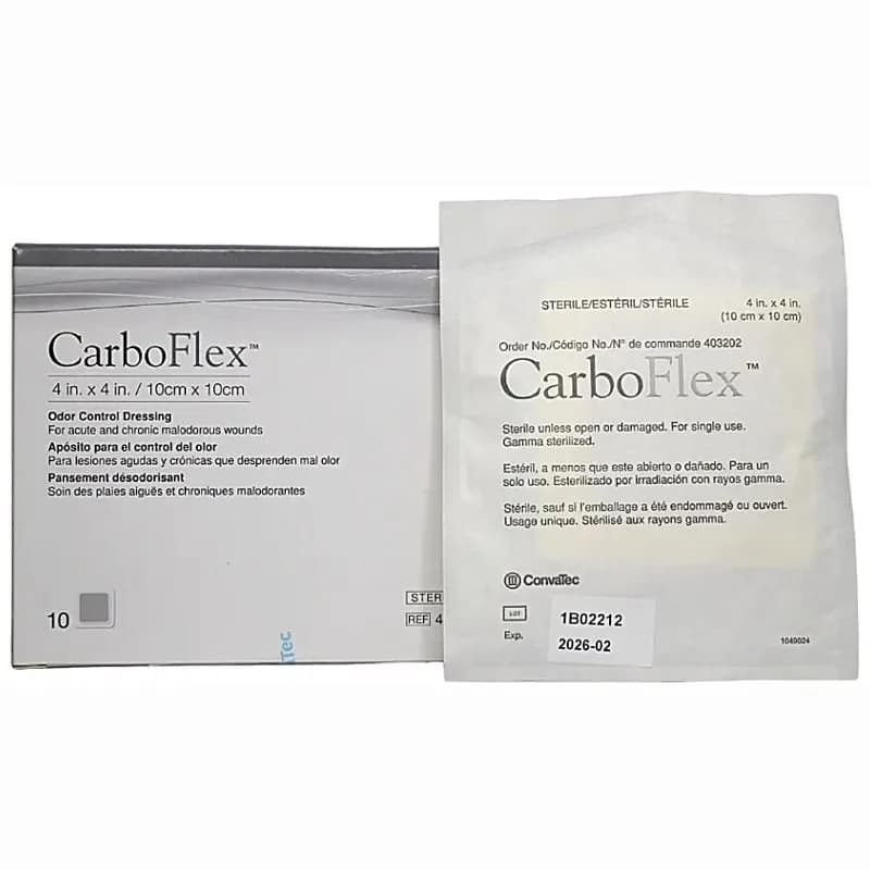 Curativo Carboflex Carvao Ativado Com Alginato de Cálcio e Sódio 10cm x 10cm - Convatec