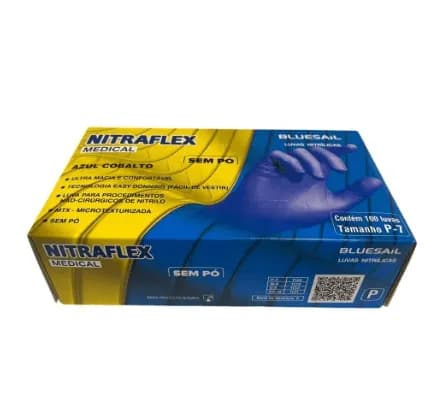 LUVA PROCED NITRILE S/TALCO AZUL VIOLETA NITRAFLEX P C/100UN