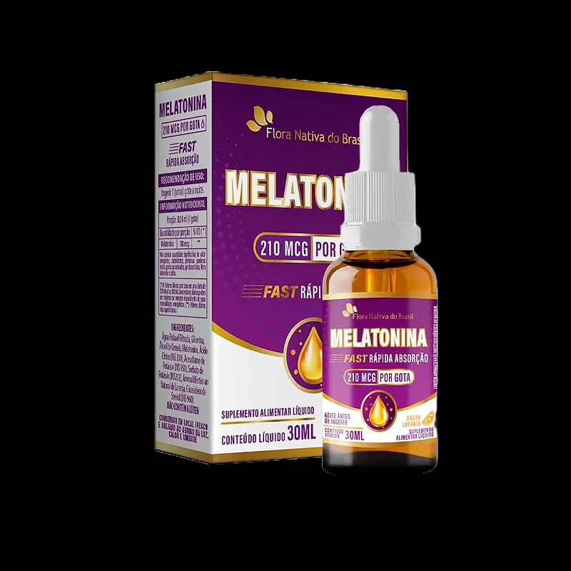 Melatonina em Gota 210mcg, Sabor Laranja da Flora Nativa do Brasil - Frasco de 30ml