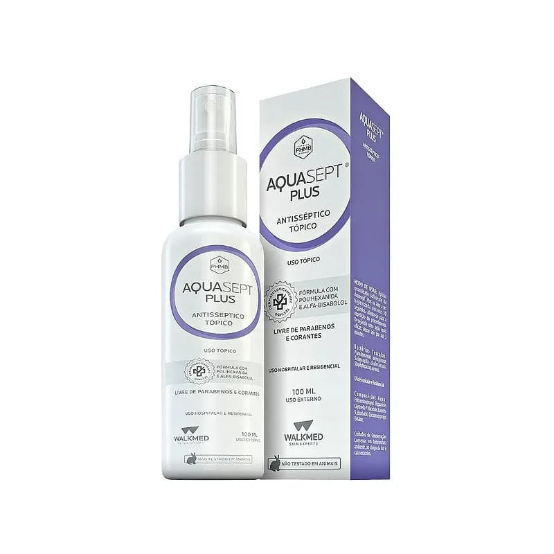 AQUASEPT PLUS, Solução Aquosa para Higienização da Pele com Polihexanida PHMB da Walkmed - Unidade