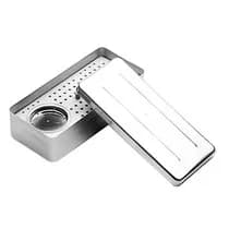 Estojo para Esterilização Inox Endo 18x8x5cm 72 Furos com Placa em Alumínio e Bandeja - Fava